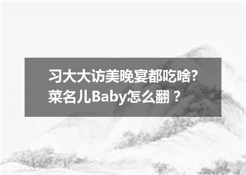 习大大访美晚宴都吃啥?菜名儿Baby怎么翻?