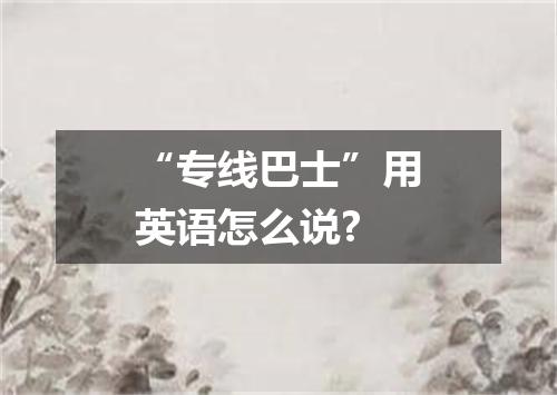 “专线巴士”用英语怎么说?