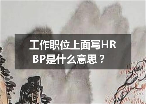 工作职位上面写HR BP是什么意思?