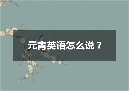 元宵英语怎么说?