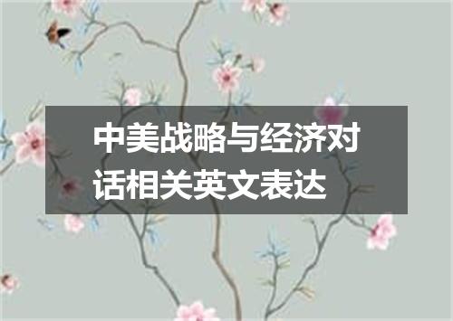 中美战略与经济对话相关英文表达
