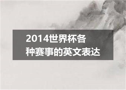 2014世界杯各种赛事的英文表达