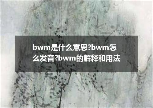 bwm是什么意思?bwm怎么发音?bwm的解释和用法