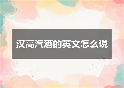 汉高汽酒的英文怎么说