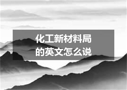 化工新材料局的英文怎么说