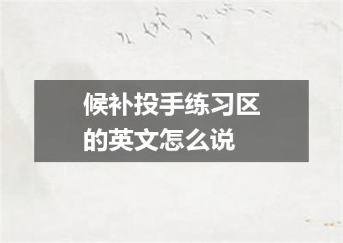 候补投手练习区的英文怎么说