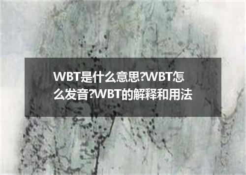 WBT是什么意思?WBT怎么发音?WBT的解释和用法