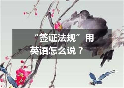 “签证法规”用英语怎么说?