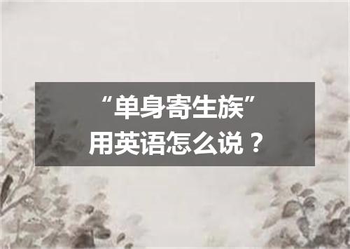 “单身寄生族”用英语怎么说?