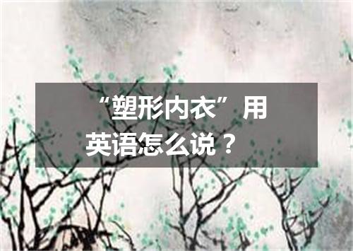 “塑形内衣”用英语怎么说?