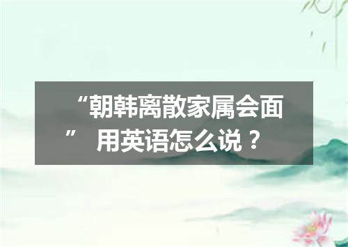 “朝韩离散家属会面” 用英语怎么说?