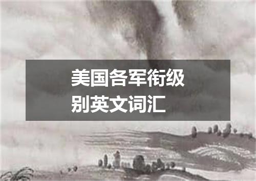 美国各军衔级别英文词汇
