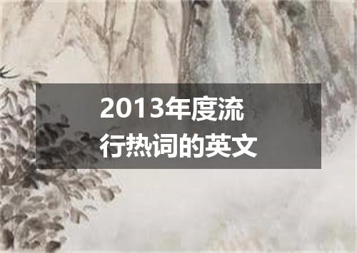 2013年度流行热词的英文