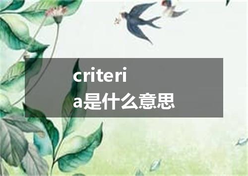criteria是什么意思
