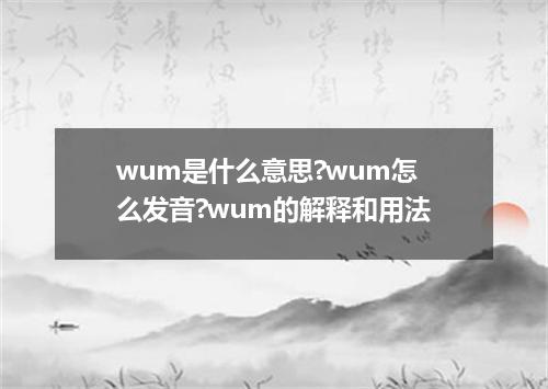 wum是什么意思?wum怎么发音?wum的解释和用法