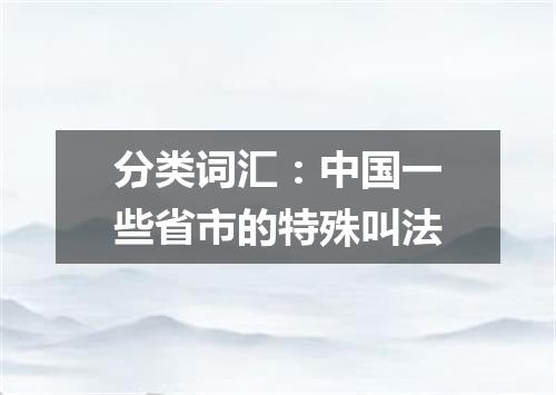 分类词汇:中国一些省市的特殊叫法