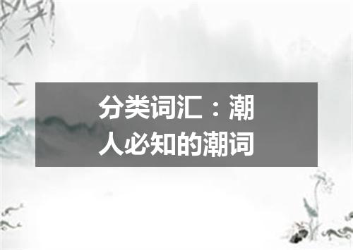 分类词汇:潮人必知的潮词