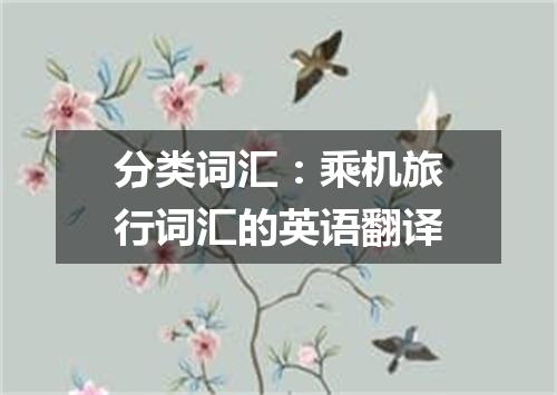 分类词汇:乘机旅行词汇的英语翻译