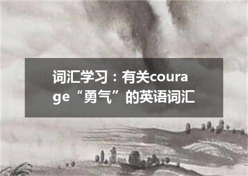 词汇学习：有关courage“勇气”的英语词汇