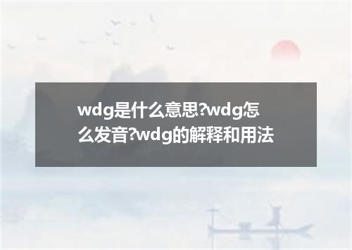 wdg是什么意思?wdg怎么发音?wdg的解释和用法