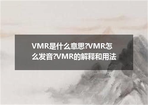 VMR是什么意思?VMR怎么发音?VMR的解释和用法