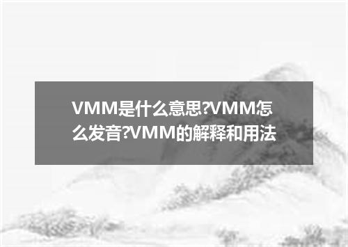 VMM是什么意思?VMM怎么发音?VMM的解释和用法