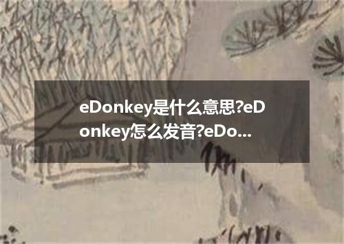 eDonkey是什么意思?eDonkey怎么发音?eDonkey的解释和用法