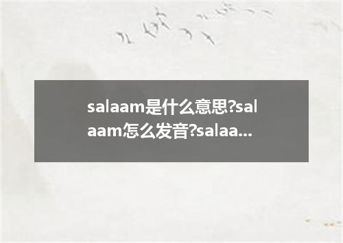 salaam是什么意思?salaam怎么发音?salaam的解释和用法