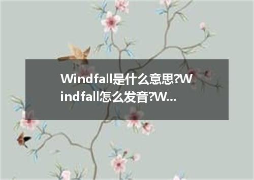 Windfall是什么意思?Windfall怎么发音?Windfall的解释和用法