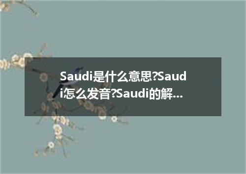 Saudi是什么意思?Saudi怎么发音?Saudi的解释和用法