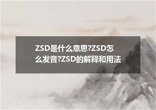 ZSD是什么意思?ZSD怎么发音?ZSD的解释和用法