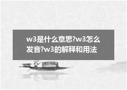 w3是什么意思?w3怎么发音?w3的解释和用法