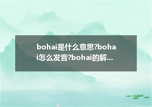 bohai是什么意思?bohai怎么发音?bohai的解释和用法