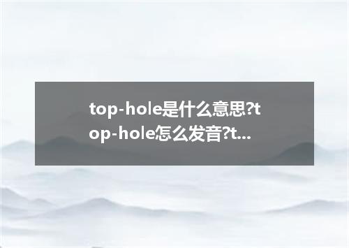 top-hole是什么意思?top-hole怎么发音?top-hole的解释和用法