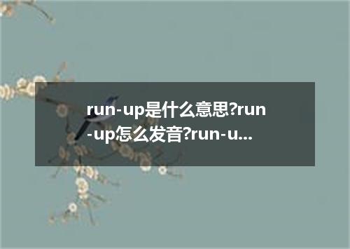 run-up是什么意思?run-up怎么发音?run-up的解释和用法