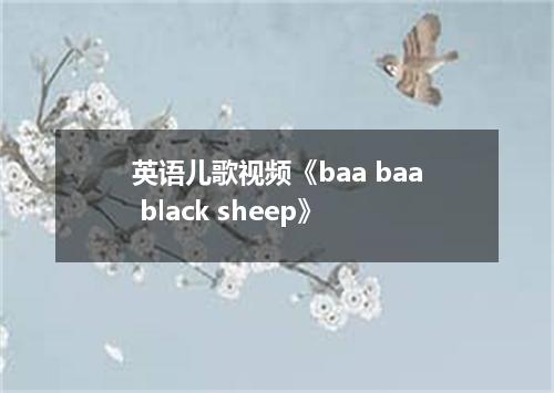 英语儿歌视频《baa baa black sheep》