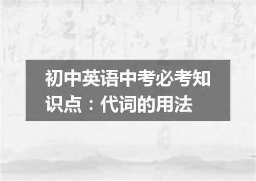 初中英语中考必考知识点:代词的用法