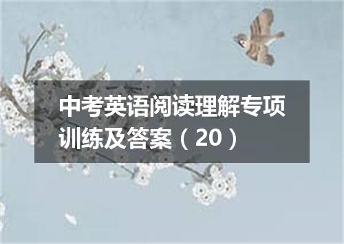 中考英语阅读理解专项训练及答案(20)