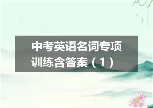 中考英语名词专项训练含答案(1)