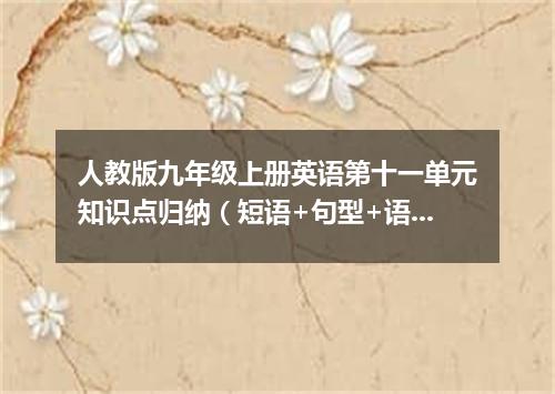 人教版九年级上册英语第十一单元知识点归纳(短语+句型+语法)