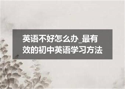 英语不好怎么办_最有效的初中英语学习方法