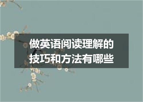 做英语阅读理解的技巧和方法有哪些
