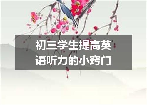 初三学生提高英语听力的小窍门