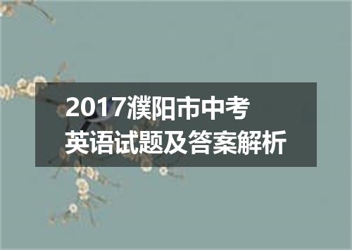 2017濮阳市中考英语试题及答案解析
