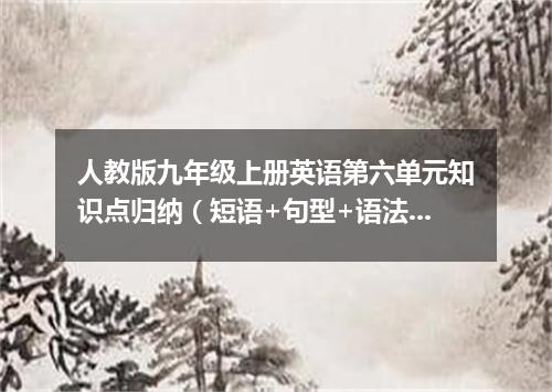 人教版九年级上册英语第六单元知识点归纳(短语+句型+语法)