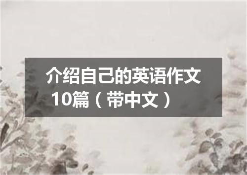 介绍自己的英语作文 10篇（带中文）