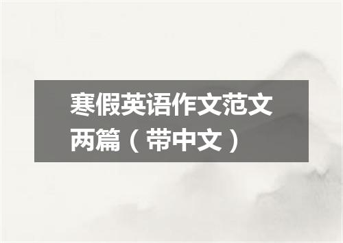 寒假英语作文范文两篇(带中文)
