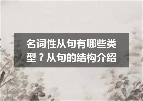 名词性从句有哪些类型?从句的结构介绍