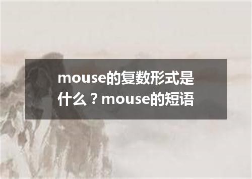 mouse的复数形式是什么?mouse的短语