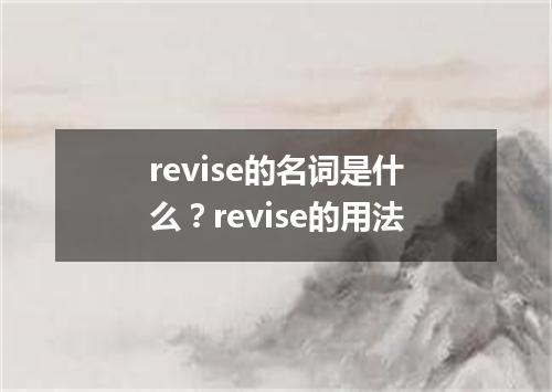 revise的名词是什么?revise的用法